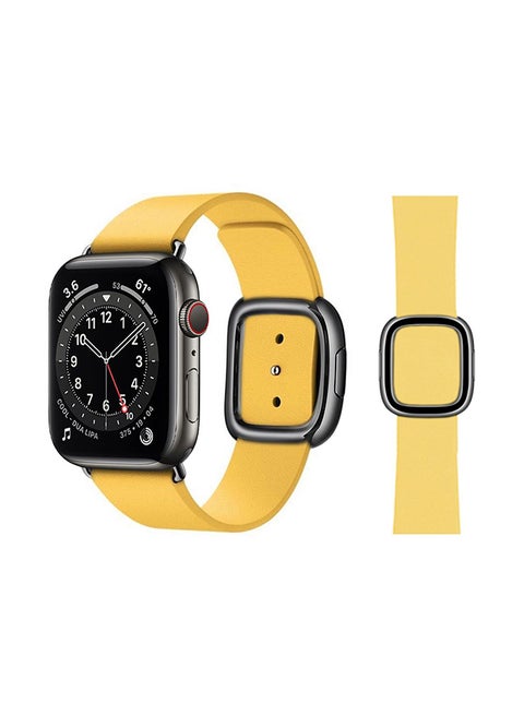 Leather Replacement Band For Apple Watch Series 6/SE/5/4/3/2/1 Yellow