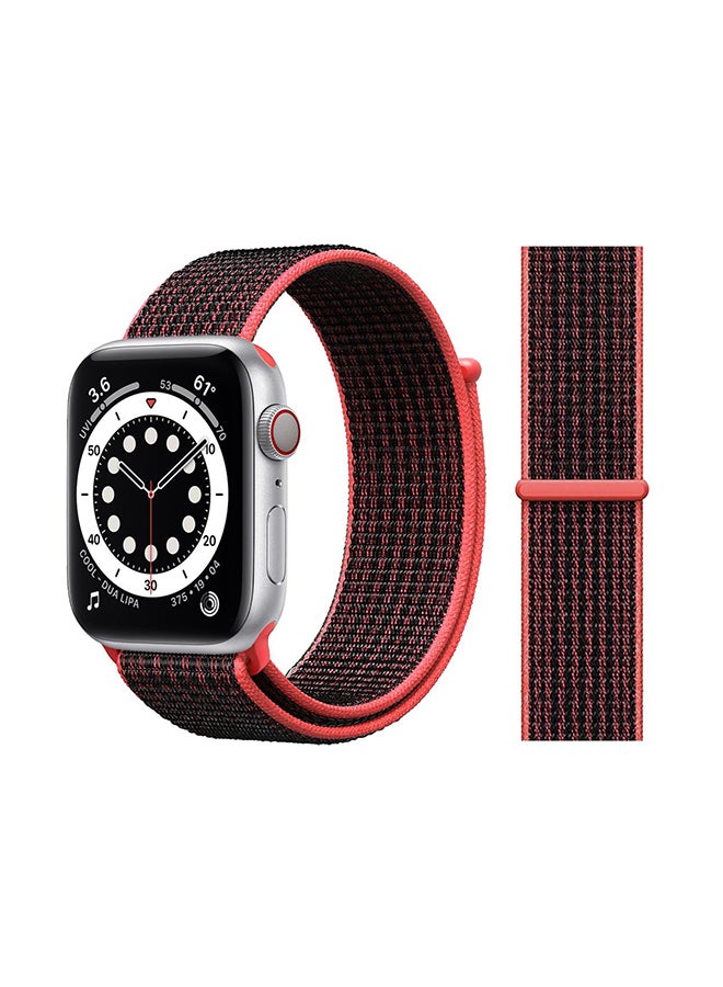 Perfii - Replacement Band For Apple Watch Series 6/SE/5/4/3/2/1 Black Red - Image 1
