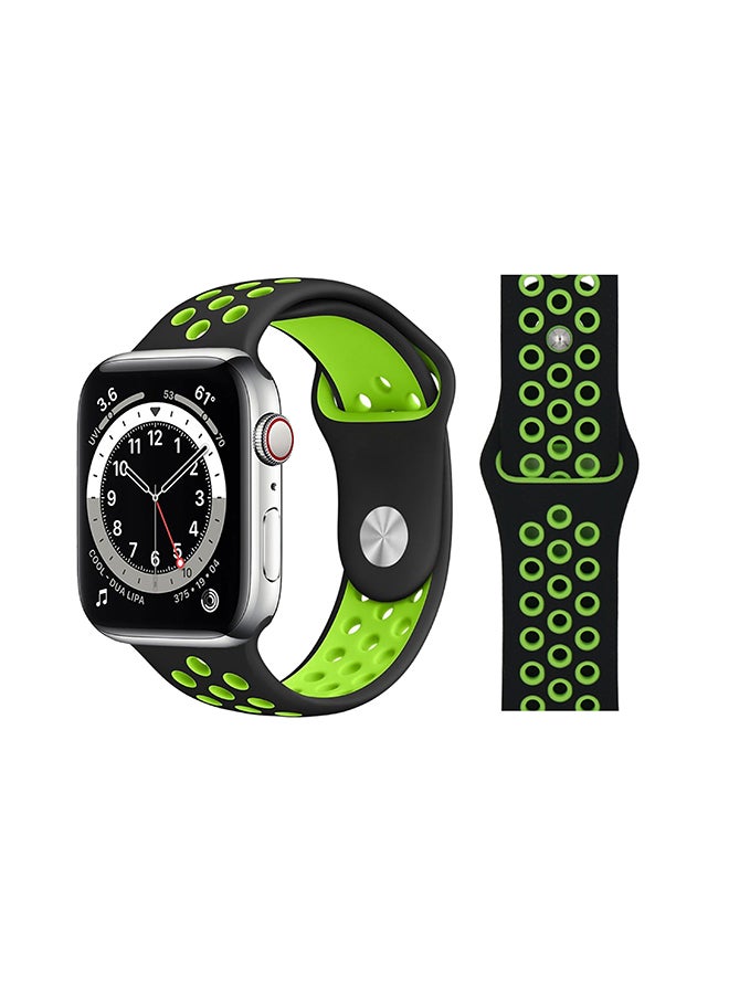 Perfii - Replacement Band For Apple Watch Series 6/SE/5/4/3/2/1 Black Green - Image 1