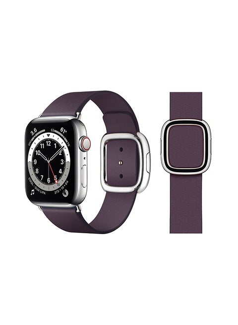 Leather Replacement Band For Apple Watch Series 6/SE/5/4/3/2/1 Aubergine