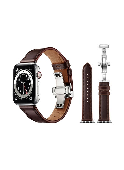 Genuine Leather Replacement Band For Apple Watch Series 6/SE/5/4/3/2/1 Dark Brown