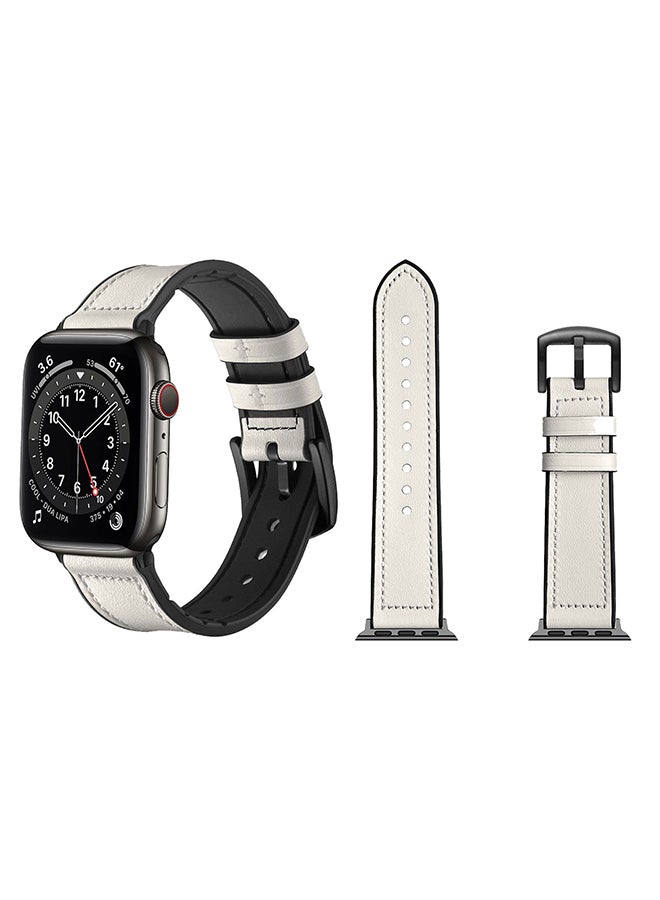 Perfii - Genuine Leather Replacement Band For Apple Watch Series 6/SE/5/4/3/2/1 White - Image 1