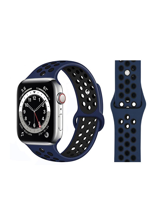 Perfii - Replacement Band For Apple Watch Series 6/SE/5/4/3/2/1 Midnight Blue Black - Image 1