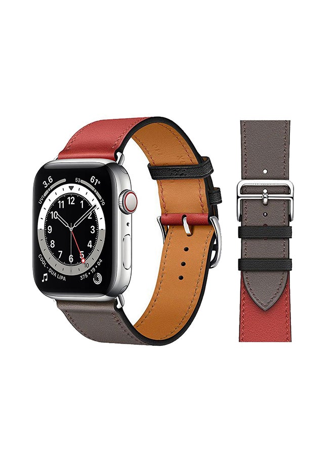 Perfii - Genuine Leather Replacement Band For Apple Watch Series 6/SE/5/4/3/2/1 Brisque Grey - Image 1
