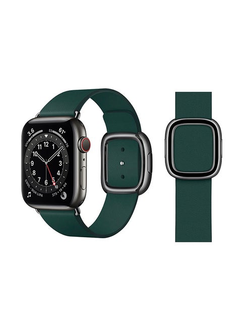 Leather Replacement Band For Apple Watch Series 6/SE/5/4/3/2/1 Forest Green