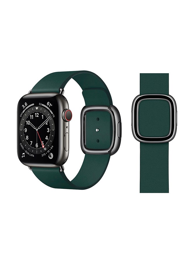 Perfii - Leather Replacement Band For Apple Watch Series 6/SE/5/4/3/2/1 Forest Green - Image 1