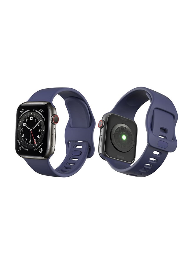 Perfii - Flatpin Silicon Replacement Band For Apple Watch Series 6/SE/5/4/3/2/1 Blue - Image 1