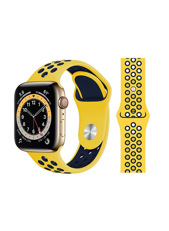 Perfii Replacement Band For Apple Watch Series 6/SE/5/4/3/2/1 Yellow Dark Blue