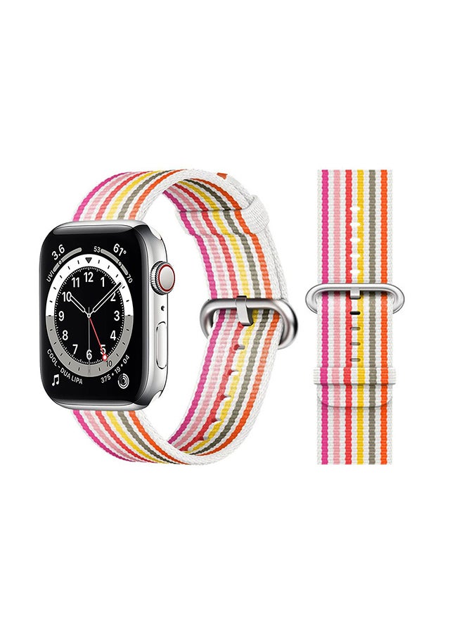 Perfii - Nylon Replacement Band For Apple Watch Series 6/SE/5/4/3/2/1 White Pink - Image 1