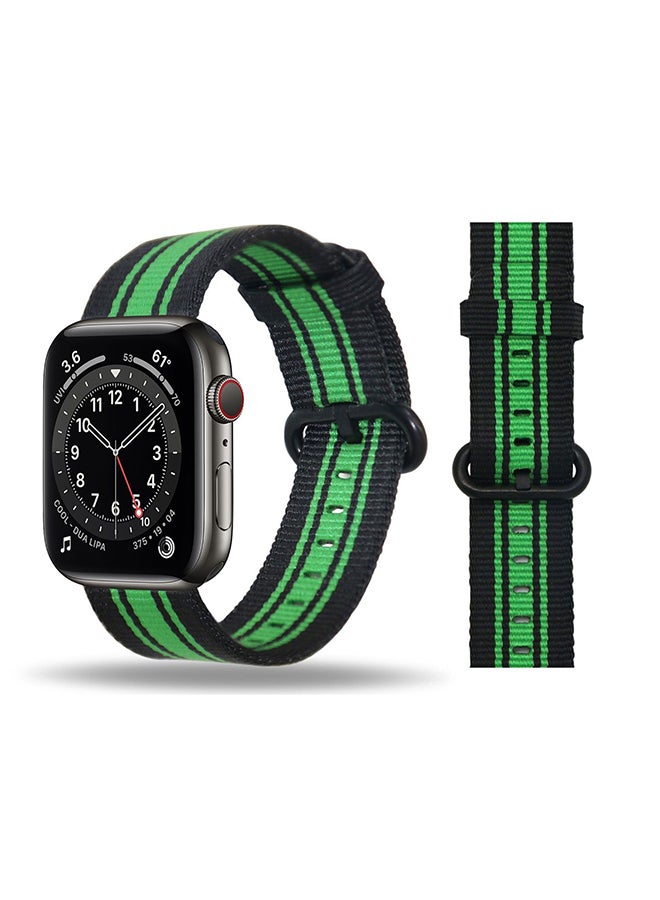 Perfii - Nylon Replacement Band For Apple Watch Series 6/SE/5/4/3/2/1 Black Green - Image 1