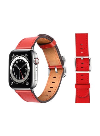 Leather Replacement Band For Apple Watch Series 6/SE/5/4/3/2/1 Red - v1610521243/N43429898A_1