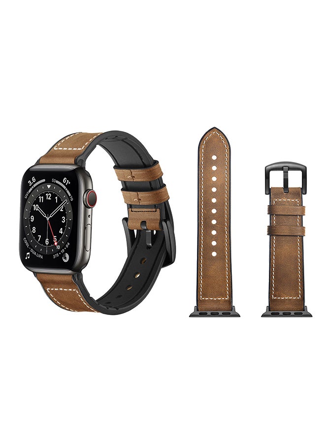 Perfii Genuine Leather Replacement Band For Apple Watch Series 6/SE/5/4/3/2/1 Light Brown