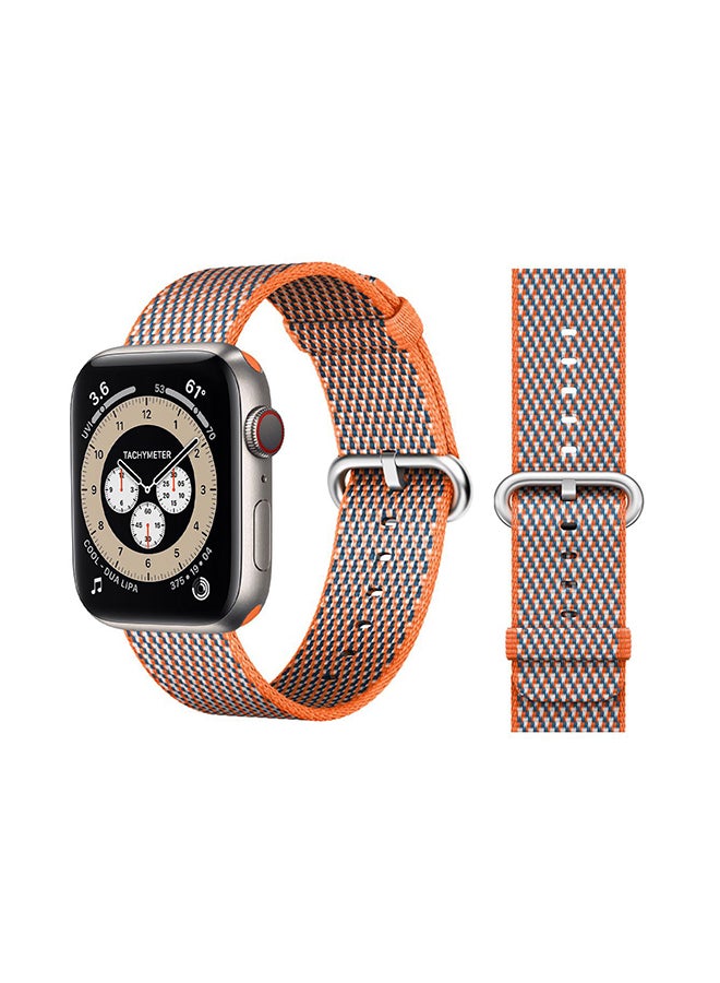 Perfii - Nylon Replacement Band For Apple Watch Series 6/SE/5/4/3/2/1 Orange Check - Image 1