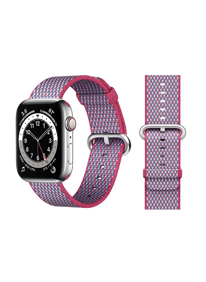 Perfii - Nylon Replacement Band For Apple Watch Series 6/SE/5/4/3/2/1 Berry Check - Image 1