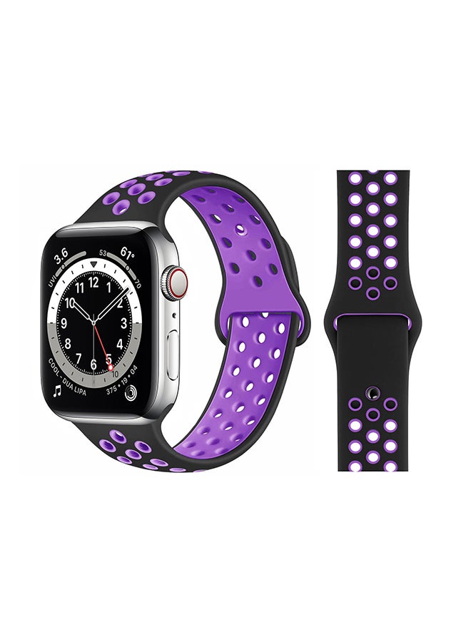 Perfii - Replacement Band For Apple Watch Series 6/SE/5/4/3/2/1 Black Hyper Grape - Image 1