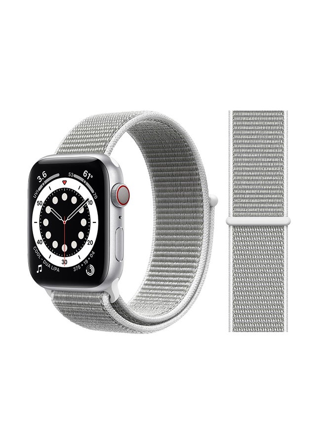 Perfii - Replacement Band For Apple Watch Series 6/SE/5/4/3/2/1 Seashell Silver - Image 1