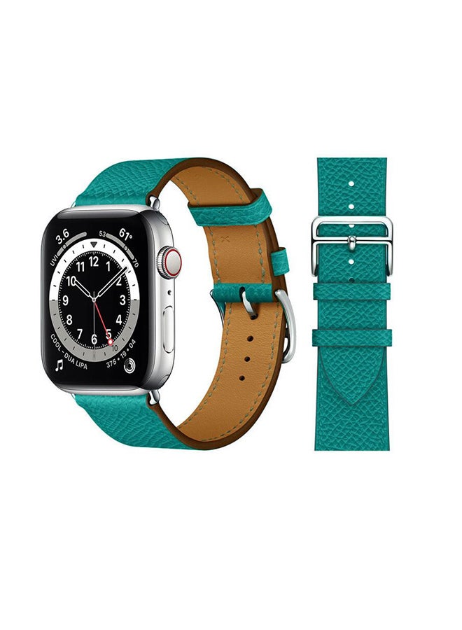 بيرفيي سوار بديل من الجلد الأصلي لساعة يد أبل سيريس 6/Se/5/4/3/2/1 أخضر