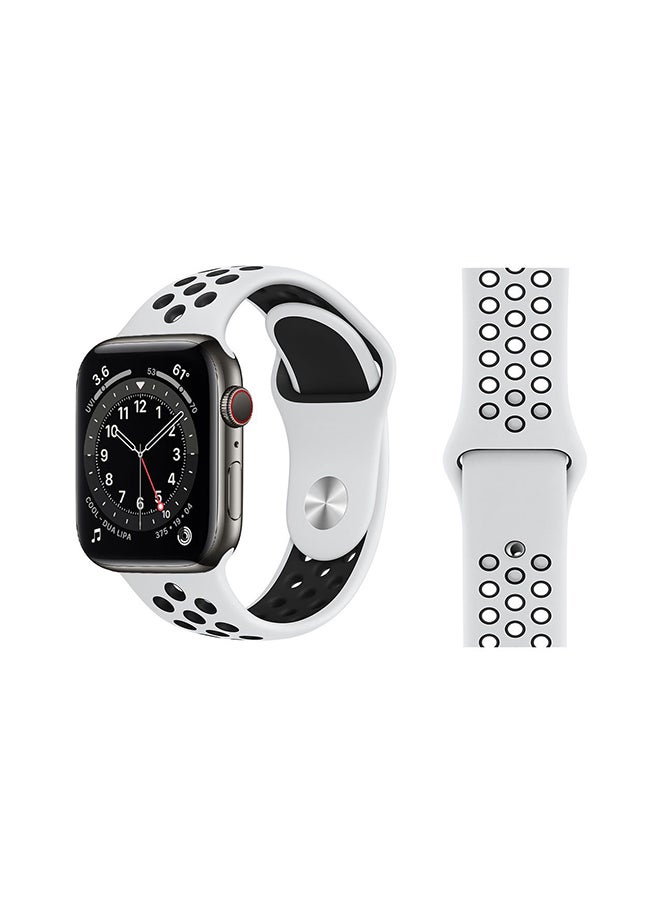 Perfii - Replacement Band For Apple Watch Series 6/SE/5/4/3/2/1 White Black - Image 1