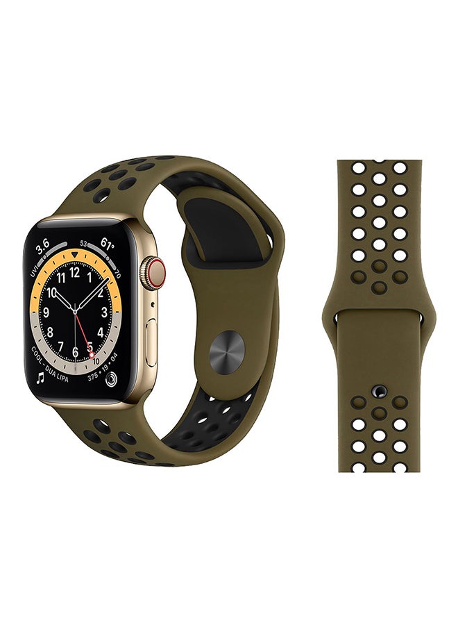 Perfii - Replacement Band For Apple Watch Series 6/SE/5/4/3/2/1 Olive Flak - Image 1