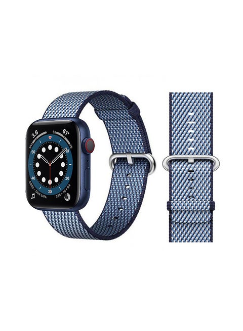 Nylon Replacement Band For Apple Watch Series 6/SE/5/4/3/2/1 Blue Check