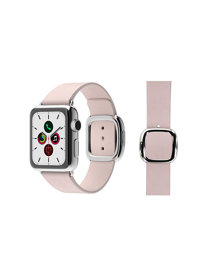 Perfii - Leather Replacement Band For Apple Watch Series 6/SE/5/4/3/2/1 Pink - Image 1