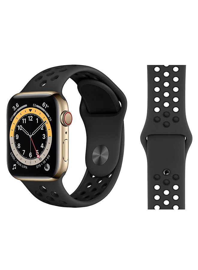 Perfii - Replacement Band For Apple Watch Series 6/SE/5/4/3/2/1 Obdisidan Black - Image 1