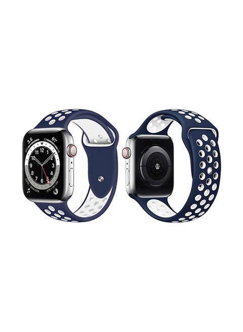 Replacement Band For Apple Watch Series 6/SE/5/4/3/2/1 Midnight Blue White