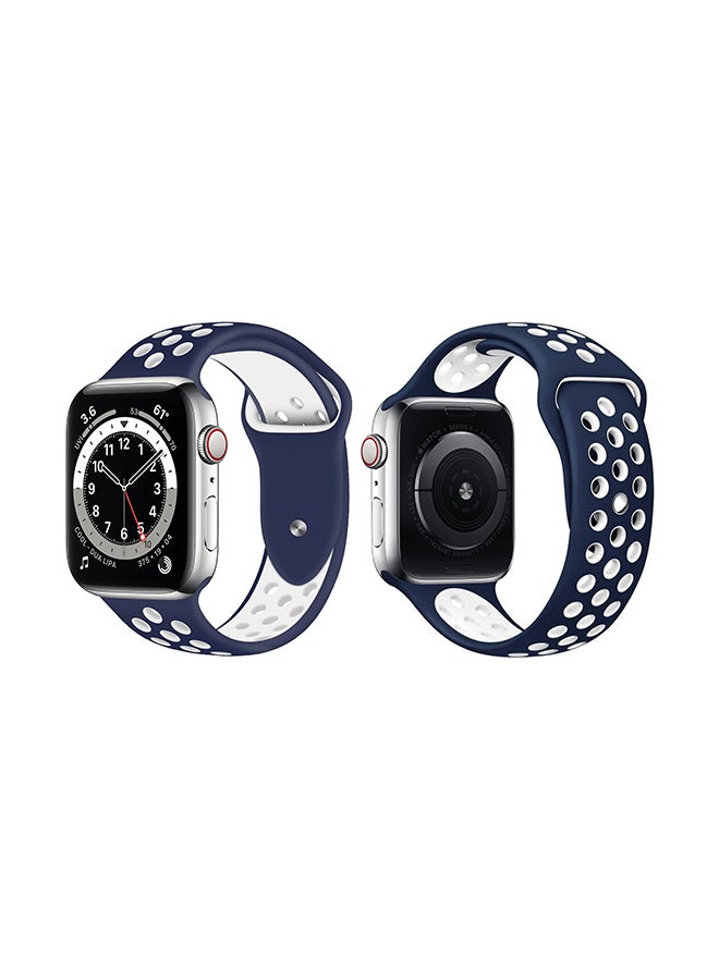 Perfii - Replacement Band For Apple Watch Series 6/SE/5/4/3/2/1 Midnight Blue White - Image 1