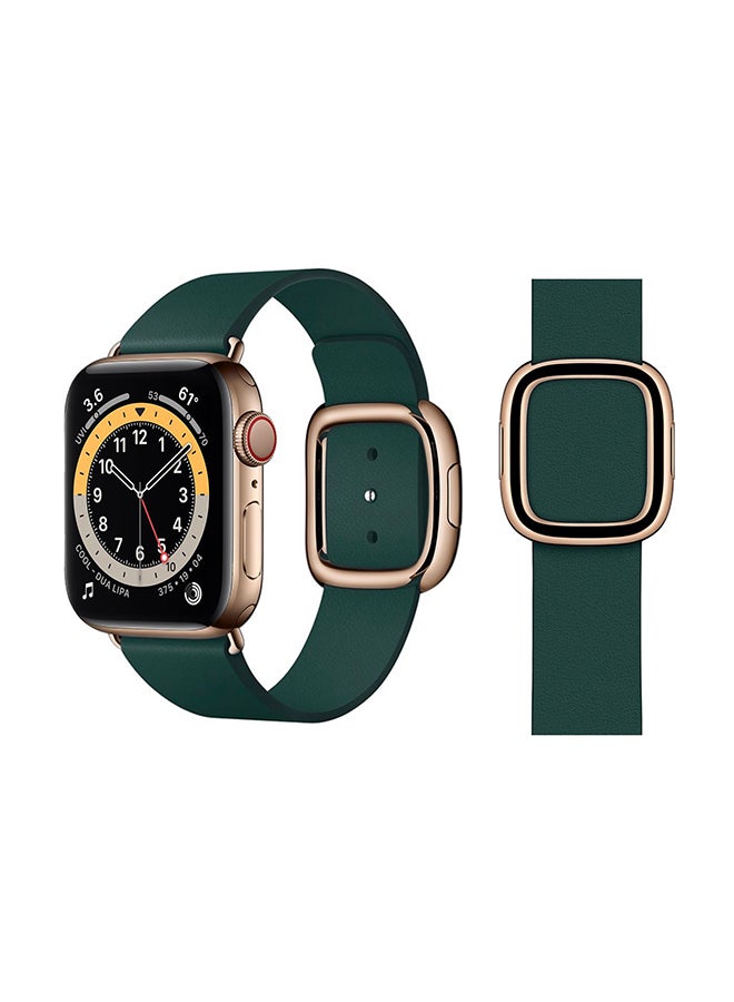 Perfii - Leather Replacement Band For Apple Watch Series 6/SE/5/4/3/2/1 Forest Green - Image 1