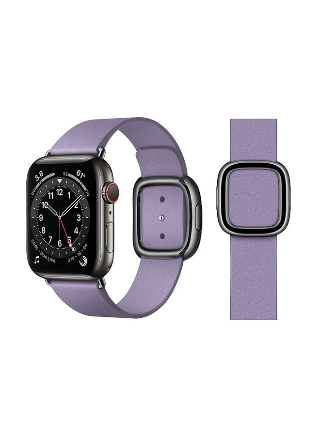 Perfii - Leather Replacement Band For Apple Watch Series 6/SE/5/4/3/2/1 Lilac - Image 1
