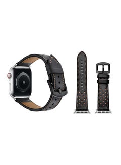 Perfii Genuine Leather Replacement Band For Apple Watch Series 6/SE/5/4/3/2/1 Black Brown  - Image 2