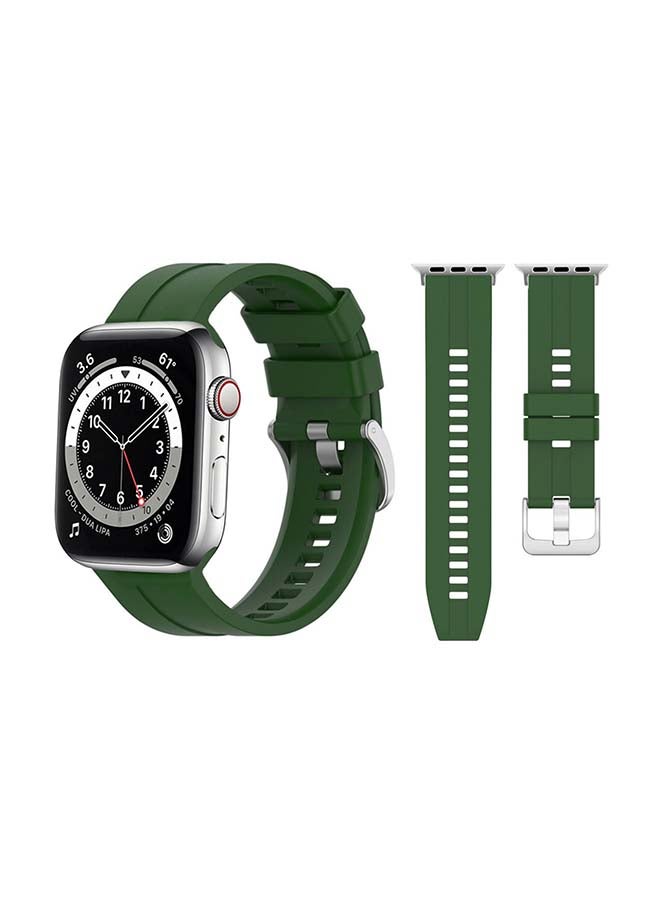 بيرفيي سوار بديل من السيليكون لساعة آبل من سلسلة 1/2/3/4/5/SE/6 أخضر صنوبر