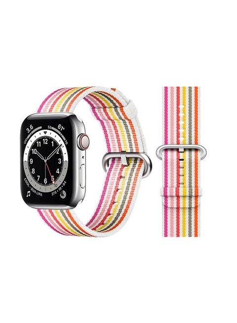 Nylon Replacement Band For Apple Watch Series 6/SE/5/4/3/2/1 White Pink