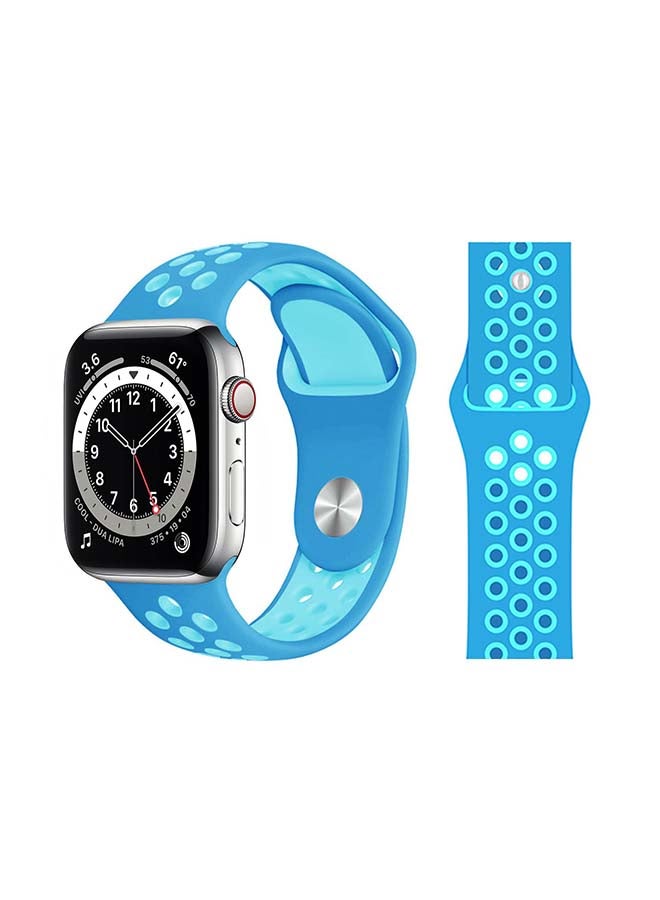 Perfii - Replacement Band For Apple Watch Series 6/SE/5/4/3/2/1 Blue Light Blue - Image 1
