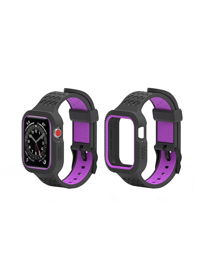 Perfii - Braided Case Replacement Band For Apple Watch Series 6/SE/5/4 Black Purple - Image 1