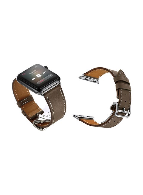 Genuine Leather Replacement Band For Apple Watch Series 6/SE/5/4/3/2/1 Classic Light Brown