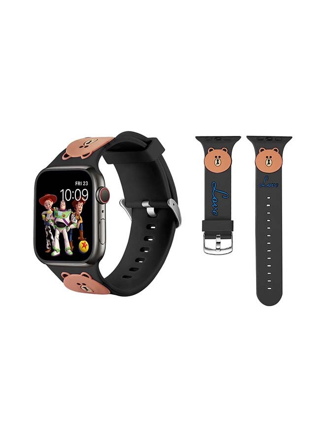 بيرفيي سوار بديل برسومات كرتونية لساعة أبل سيريز 6/SE/5/4/3/2/1 أسود