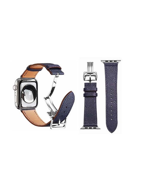 Genuine Leather Replacement Band For Apple Watch Series 6/SE/5/4/3/2/1 Royal Blue