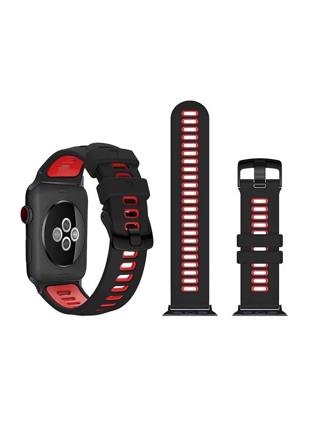 Perfii Dual Layer Replacement Band For Apple Watch Series 6/SE/5/4/3/2/1 Black Red