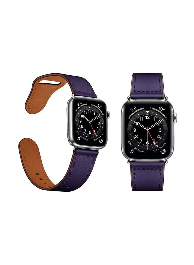 Perfii Genuine Leather Replacement Band For Apple Watch Series 6/SE/5/4/3/2/1 Purple