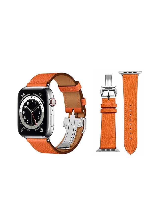 Perfii - Genuine Leather Replacement Band For Apple Watch Series 6/SE/5/4/3/2/1 Feu Epsom - Image 1