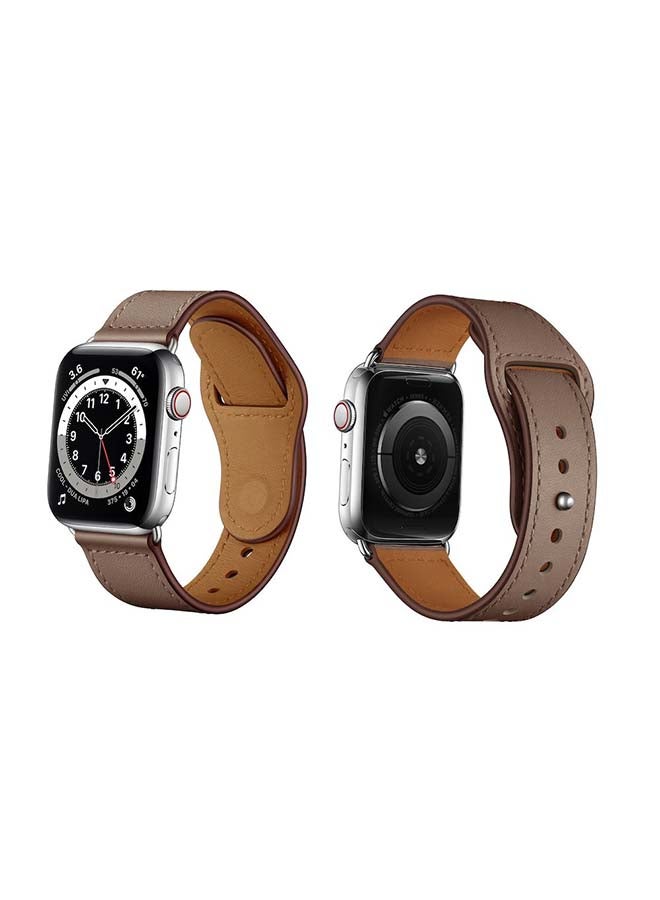 Perfii Genuine Leather Replacement Band For Apple Watch Series 6/SE/5/4/3/2/1 Light Brown