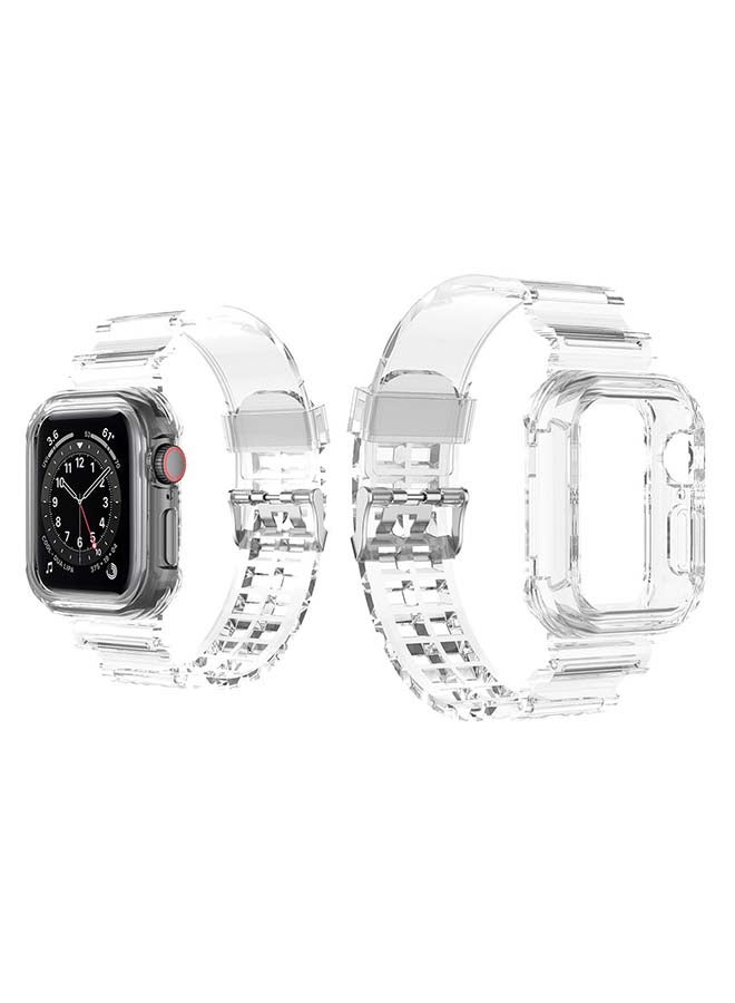 Perfii - Ice Case Silicone Replacement Band For Apple Watch Series 6/SE/5/4 Clear White - Image 1
