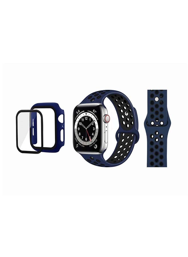 Perfii - Bumper Replacement Band For Apple Watch Series 6/SE/5/4 Dark Blue - Image 1