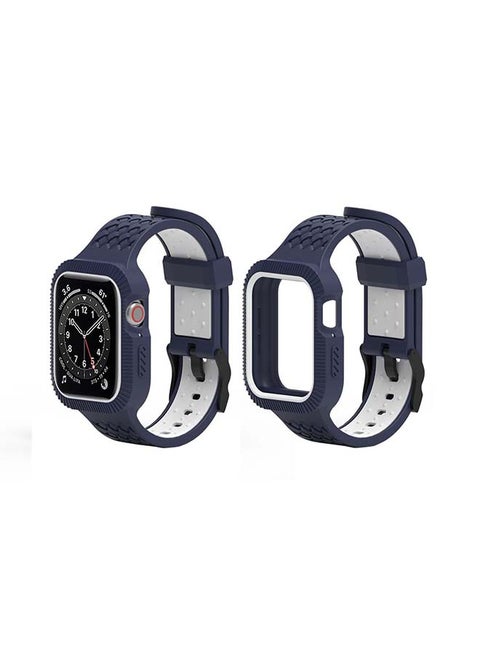 Braided Case Replacement Band For Apple Watch Series 6/SE/5/4 Midnight Blue White