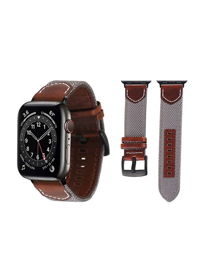 Perfii Canvas Replacement Band  For Apple Watch Series 6/SE/5/4/3/2/1 Grey