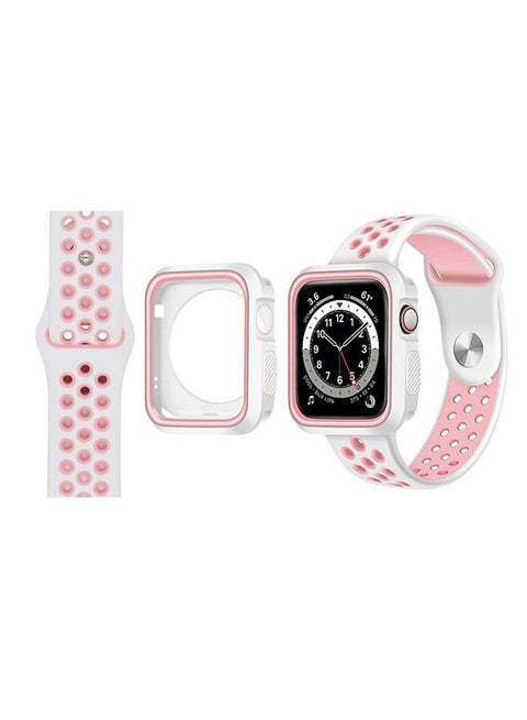 Tough Case Replacement Band For Apple Watch Series 6/SE/5/4 White Pink