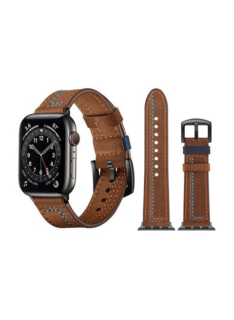 Genuine Leather Replacement Band For Apple Watch Series 6/SE/5/4/3/2/1 Brown