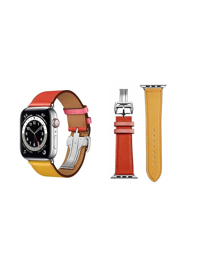 Perfii - Genuine Leather Replacement Band For Apple Watch Series 6/SE/5/4/3/2/1 Ambre - Image 1