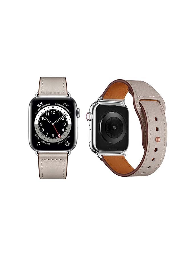 بيرفيي سوار بديل من الجلد الأصلي لساعة يد أبل سيريز 6/Se/5/4/3/2/1 رمادي